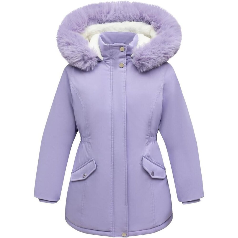 Girl's Lavender03 Waterproof Long Coat Warm Winter Parka Puffer Jacket with Hood